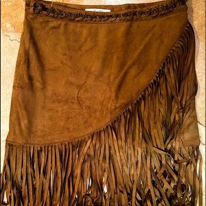 Miss Me faux suede fringe skirt